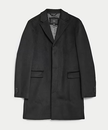 M&S Collection Wool Blend Revere Coat